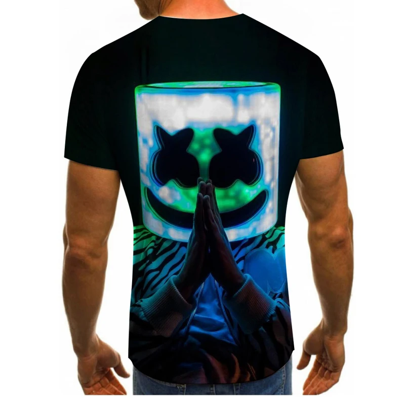 

Fashion summer DJ playing 3D printing men's short-sleeved T-shirt hip-hop pattern street clothes loose casual round neck shirt m