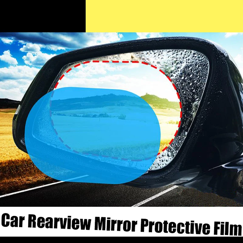 2/Pcs Car Rearview Mirror Protective Film Car Mirror Window Clear Film Anti Dazzle Waterproof Rainproof Anti Fog Car Sticker