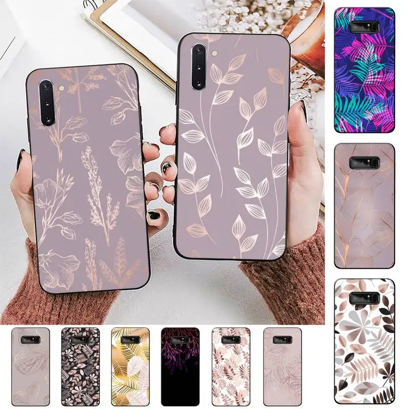 

FHNBLJ Leaves Butterfly Phone Case for Samsung Note 3 4 5 7 8 9 10 20 pro lite ultra for Oppo A9 2020