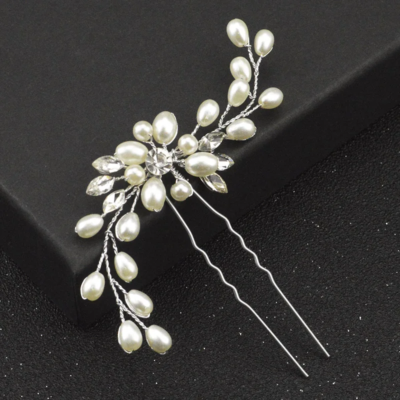 Серебряная золотая жемчужная заколка для волос, свадебные аксессуары для невесты и подружки невесты, кристальные волосы для девочки.
