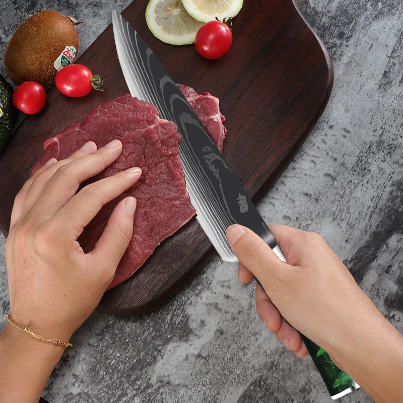 SANLEPUS 3.5 inch Paring Knife Stainless Steel Sharp Utility Peeling Laser Damascus Pattern Household Kitchen Knives | Дом и сад