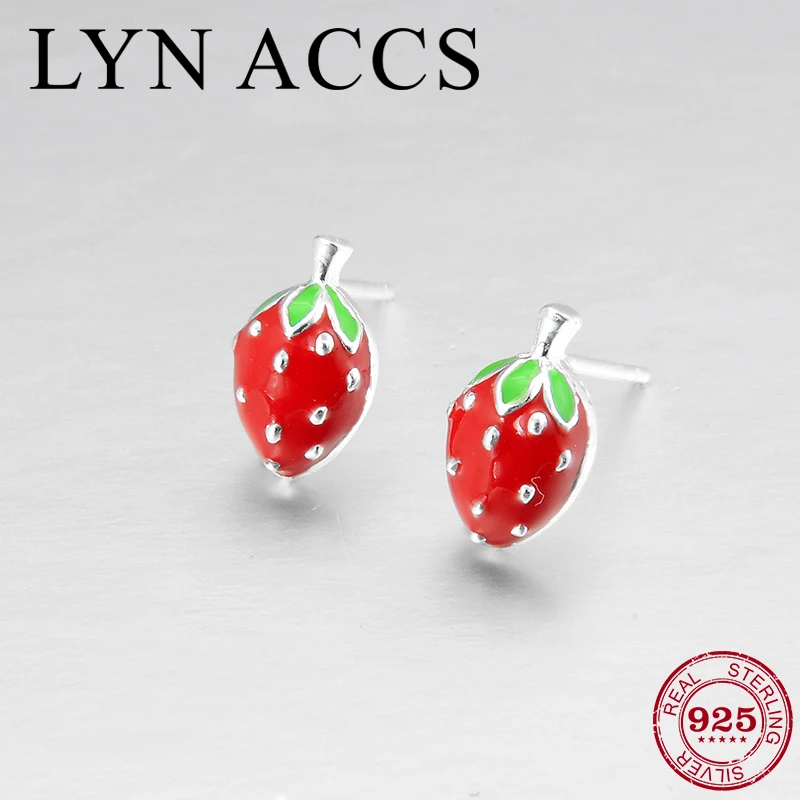 Женские серьги-гвоздики из серебра 925 пробы с красной эмалью | Украшения и