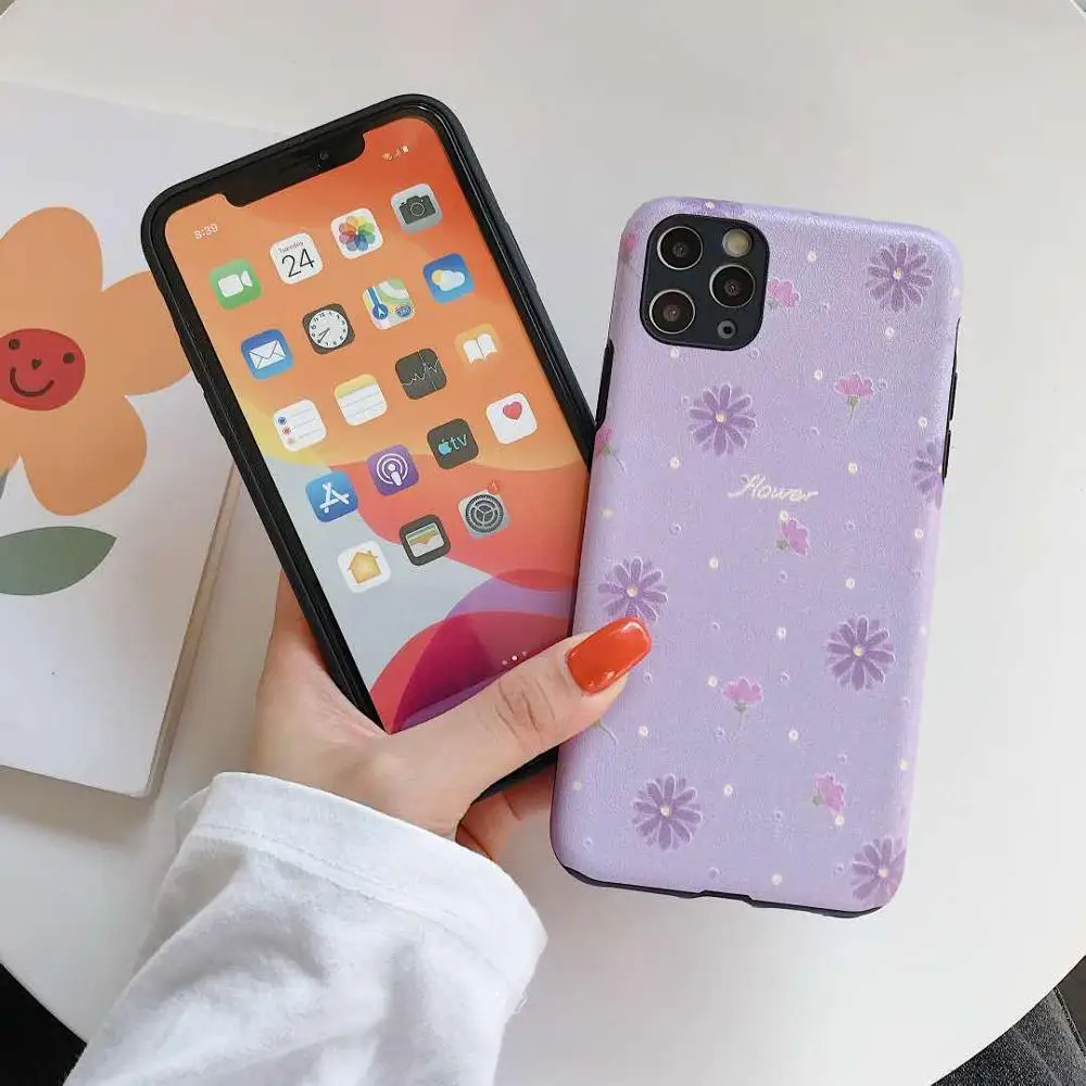 

French small wrinkle chrysanthemum is suitable for iphone11ProMax mobile phone case 7 / 8plus x xsmax xr protective cover