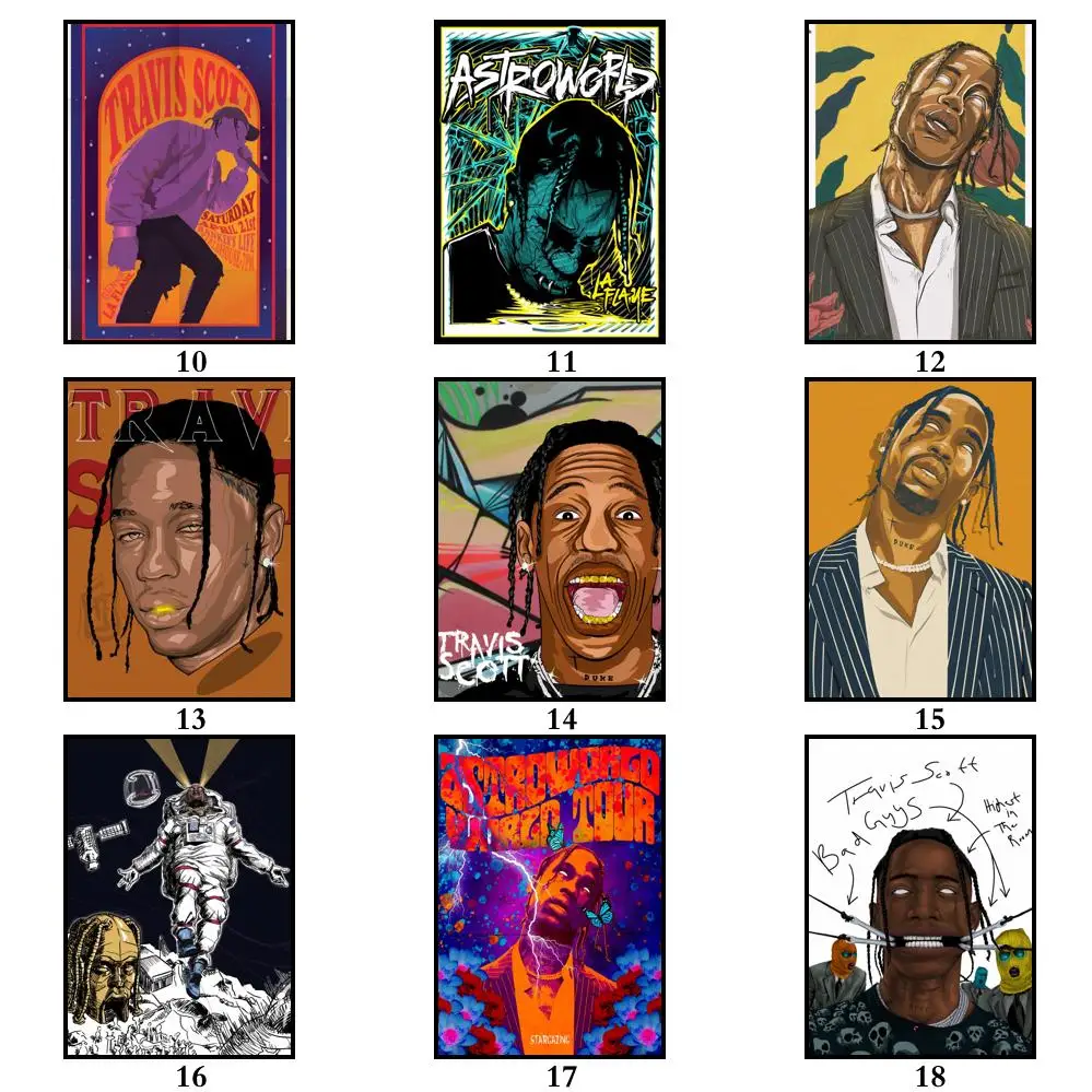 29 дизайнов белый бумажный плакат рэпера Тревиса Скотта альтернативная