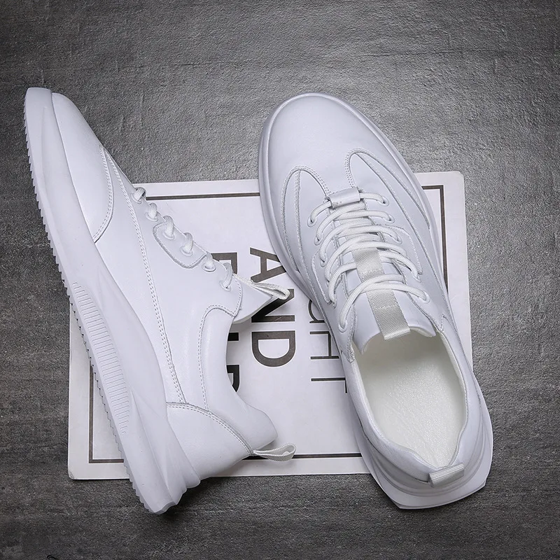 Однотонная модная мужская повседневная обувь из искусственной кожи на шнуровке