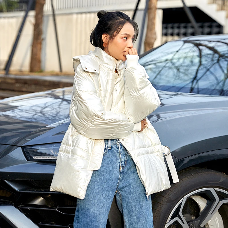 Zqlz 2019 зимний пуховик с капюшоном женский плюс размер свободная повседневная