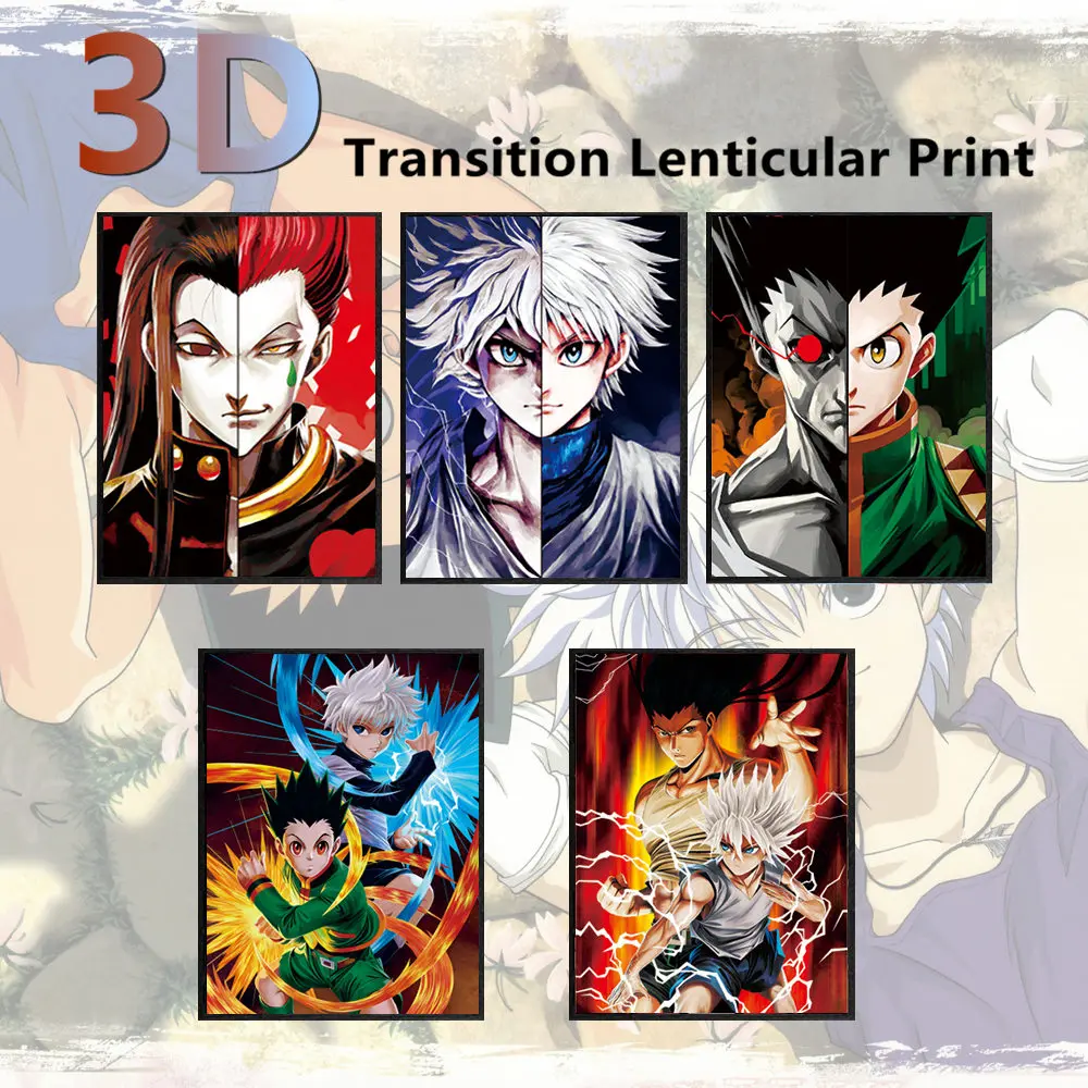 Hunter x Hunter 3D stampa lenticolare Anime Poster 3D tripla transizione Hisoka/Killua/GON Lenticurlar Flip Picture Wall Decor