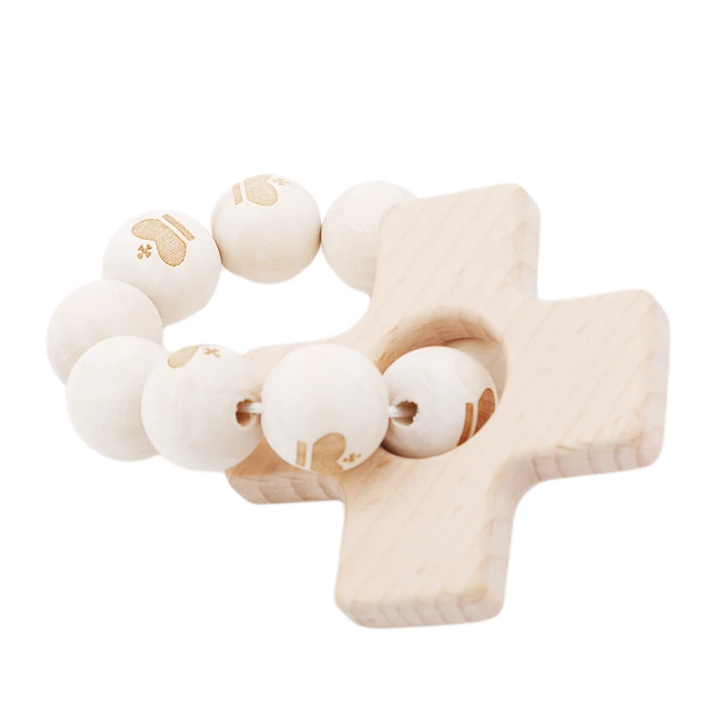 

Baby Nursing Bracelets Wooden Teether Silicone Beads Teething Wood Rattles Toys Baby Teether Bracelets Nursing Toys Gift