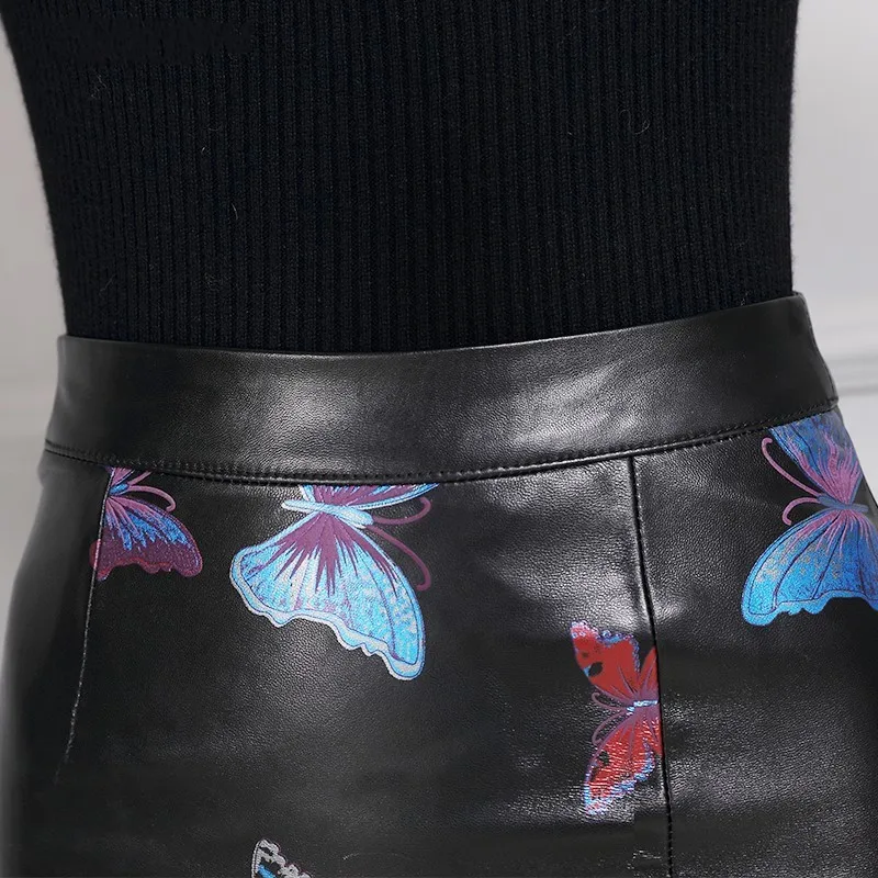 Новое поступление 2020 женские юбки высокое качество кожаные модные с цветочным