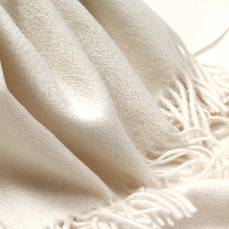 100% натуральная шерсть Зимний женский шарф осенний теплый шаль Белый