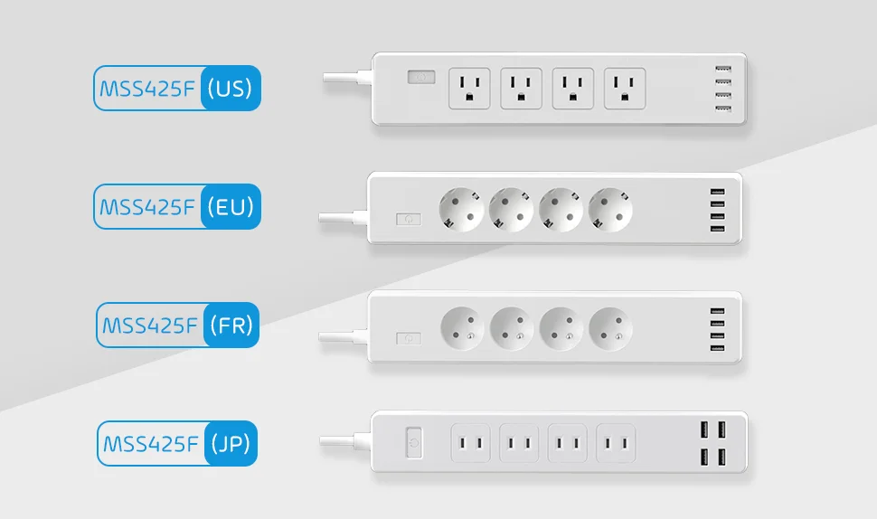 Smart WiFi Surge Protector,Power Strip, Alexa& Google Assistant& IFTTT Supported, App Remote Control Meross MSS425F EU/JP