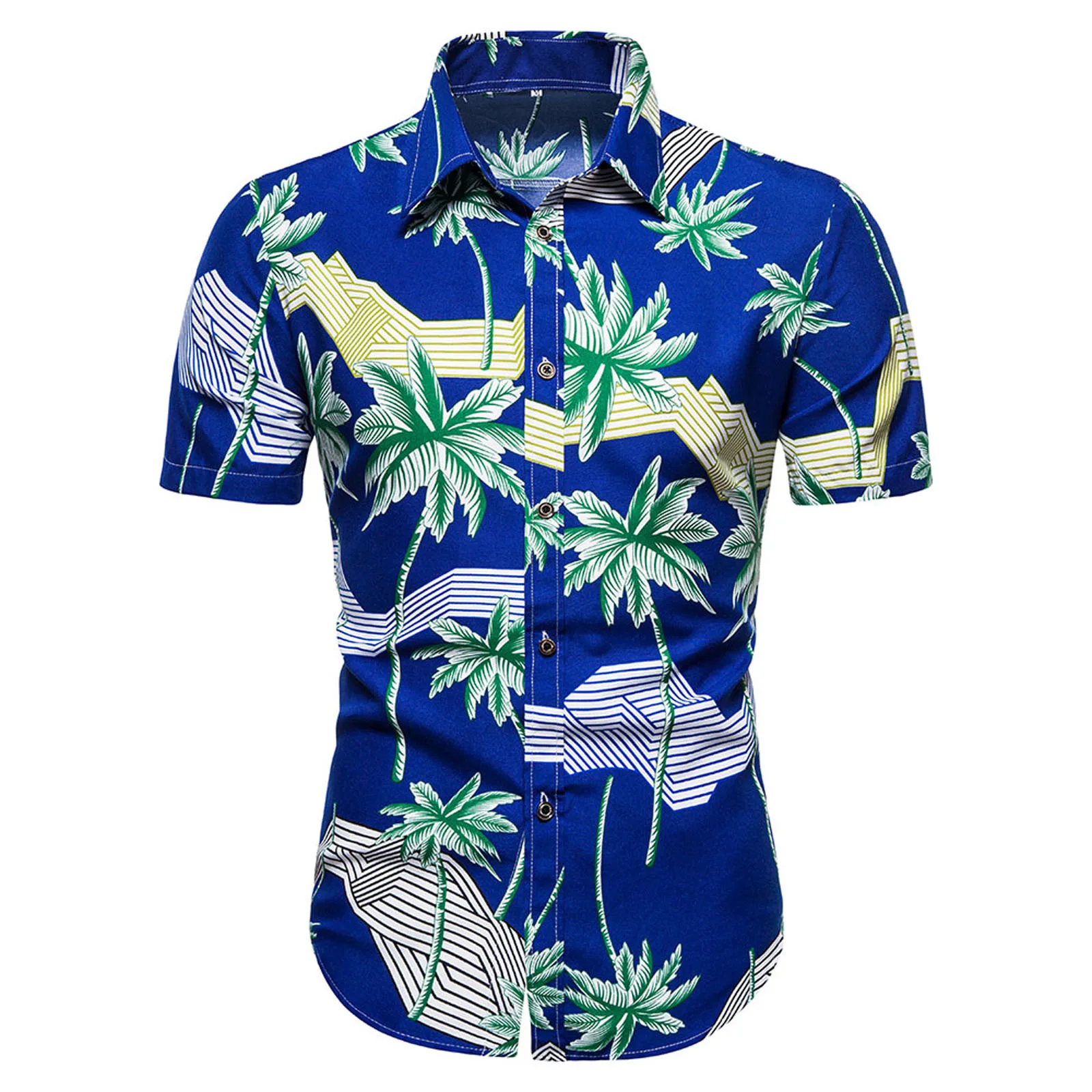

Hawaiian Shirt Men Ventilated Cool Printed Short Sleeve Shirts Summer Spring Loose Daily Wearing Plus Size Turn-down Blouses
