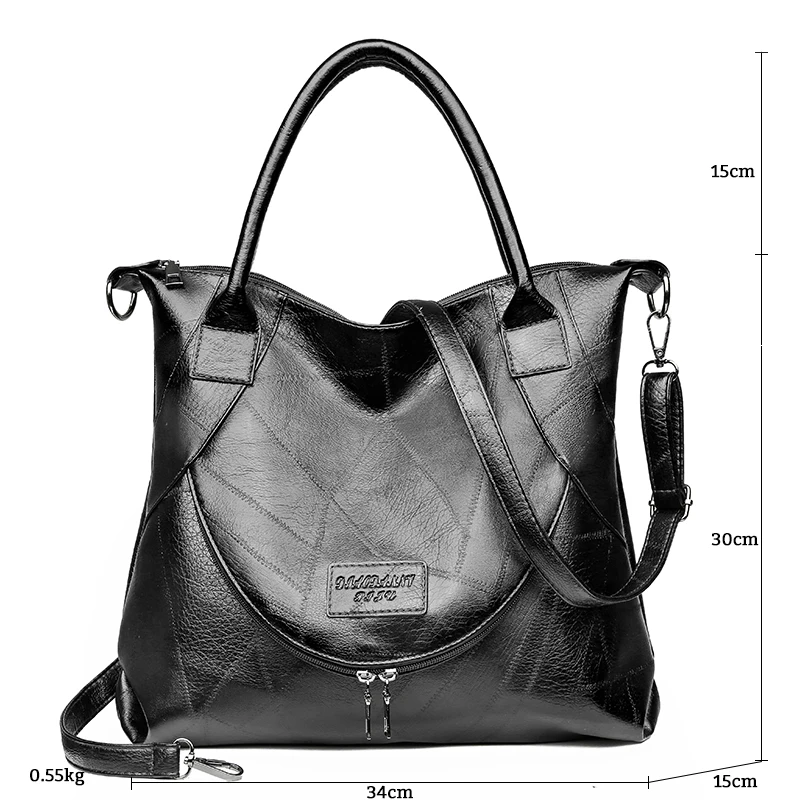 Black 3574 Gykaeo, роскошные сумки, женские сумки, дизайнерские, винтажные, сумка-тоут, женская, из искусственной кожи, большая емкость, сумка-мессенджер, на плечо, Bolso Mujer - Цвет: Black 3574
