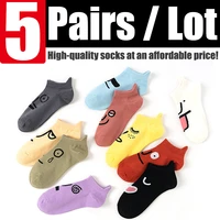 5 pairs women cute socks funny expression harajuku candy color korea girls cotton novelty creative socks personalized calcetines