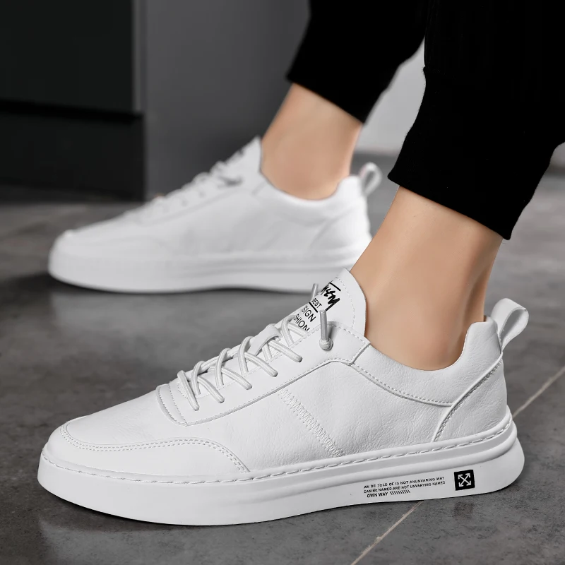 

Fashion White Sneakers Men Soft Flat New Arrival 2020 Men Vulcanize Shoes Leather Chunky Sneakers Lightweight Rubber Shoes