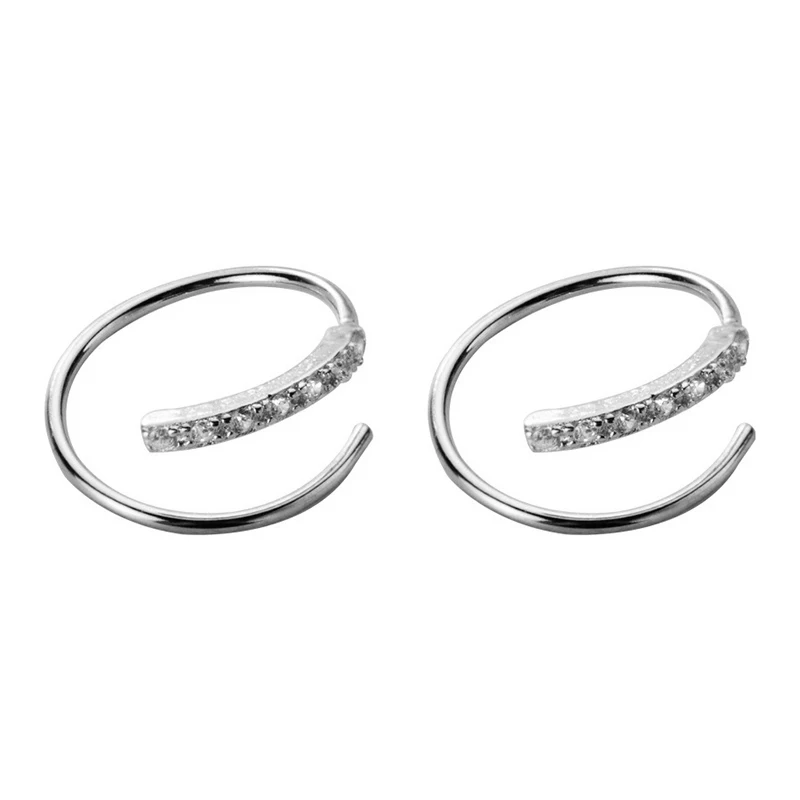 Silver Trustdavis 925 пробы серебра с маленькими ушами кости уха пряжка кольцо 10 мм с камнями Плотно набит Мини Двойное Кольцо Серьги DA293 - Окраска металла: Silver