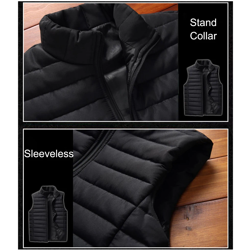 

2021Vest Men Autumn Jackets Thick Vests Man Sleeveless Coats Male Warm Cotton Padded Waistcoat Men Gilet Veste Hommes
