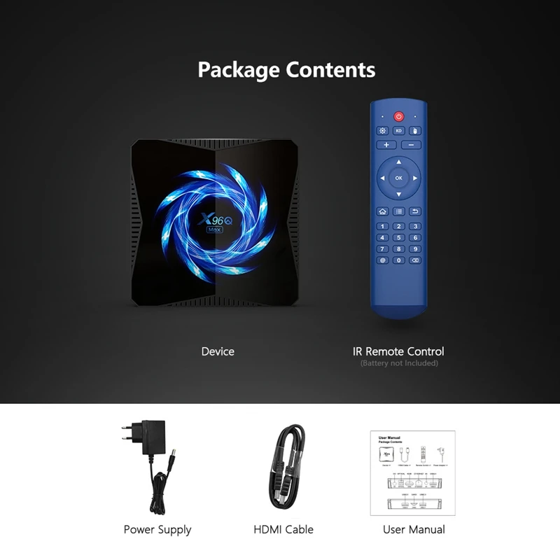 

X96Q MAX TV Box Android 10.0TV BOX 1080P HD 4G/64G Dual-Band Wifi Bluetooth Network Set-Top Box (EU Plug)