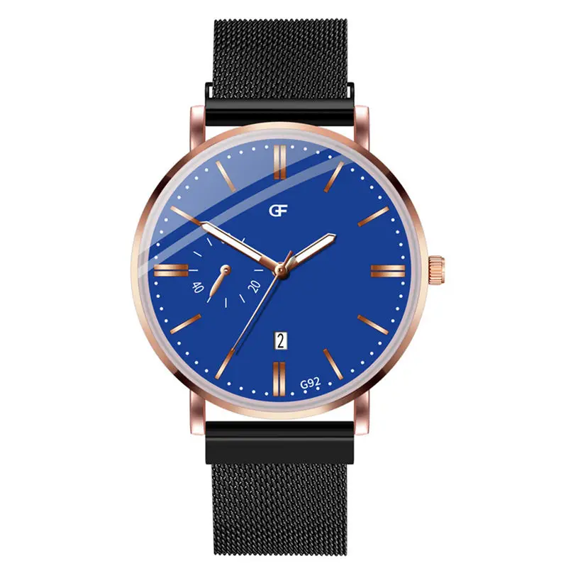 Мужские модные повседневные деловые часы с простой магнитной пряжкой и сеткой