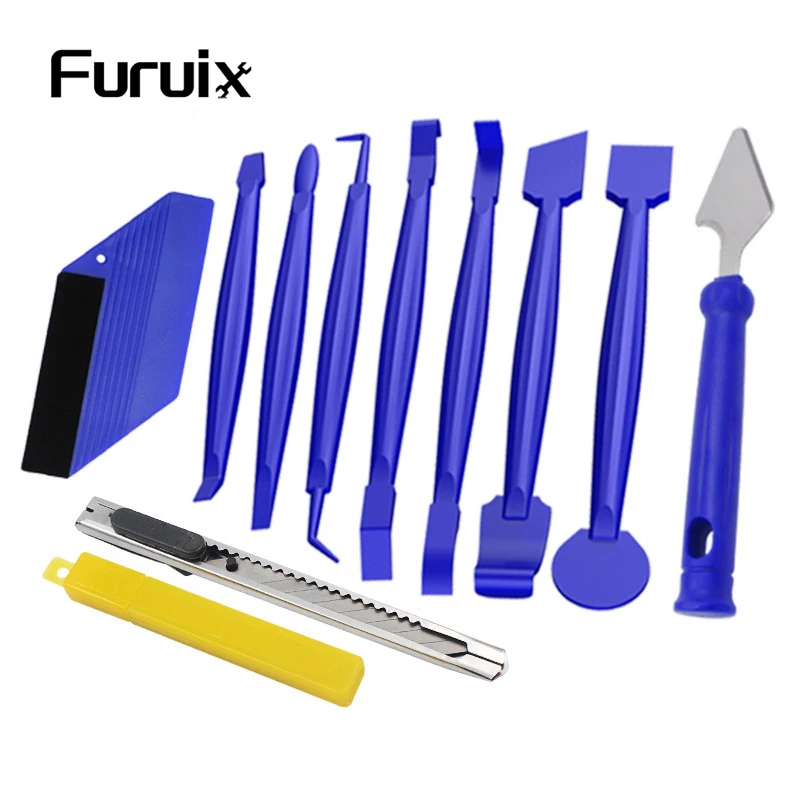 

11 PCS Car Decorative Door Panel Removal Kit-safety Prying Plastic Dashboard, Invisible Car Clothing Film Flannel Scraper Tool