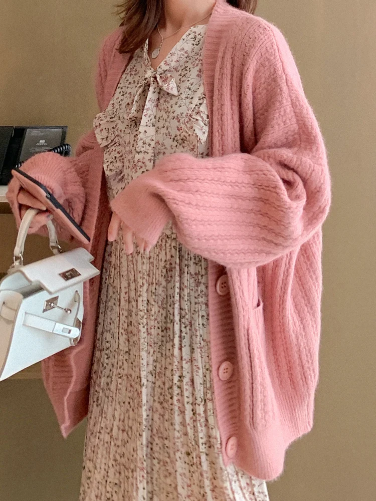 Женский трикотажный кардиган кимоно на пуговицах с V образным вырезом| |