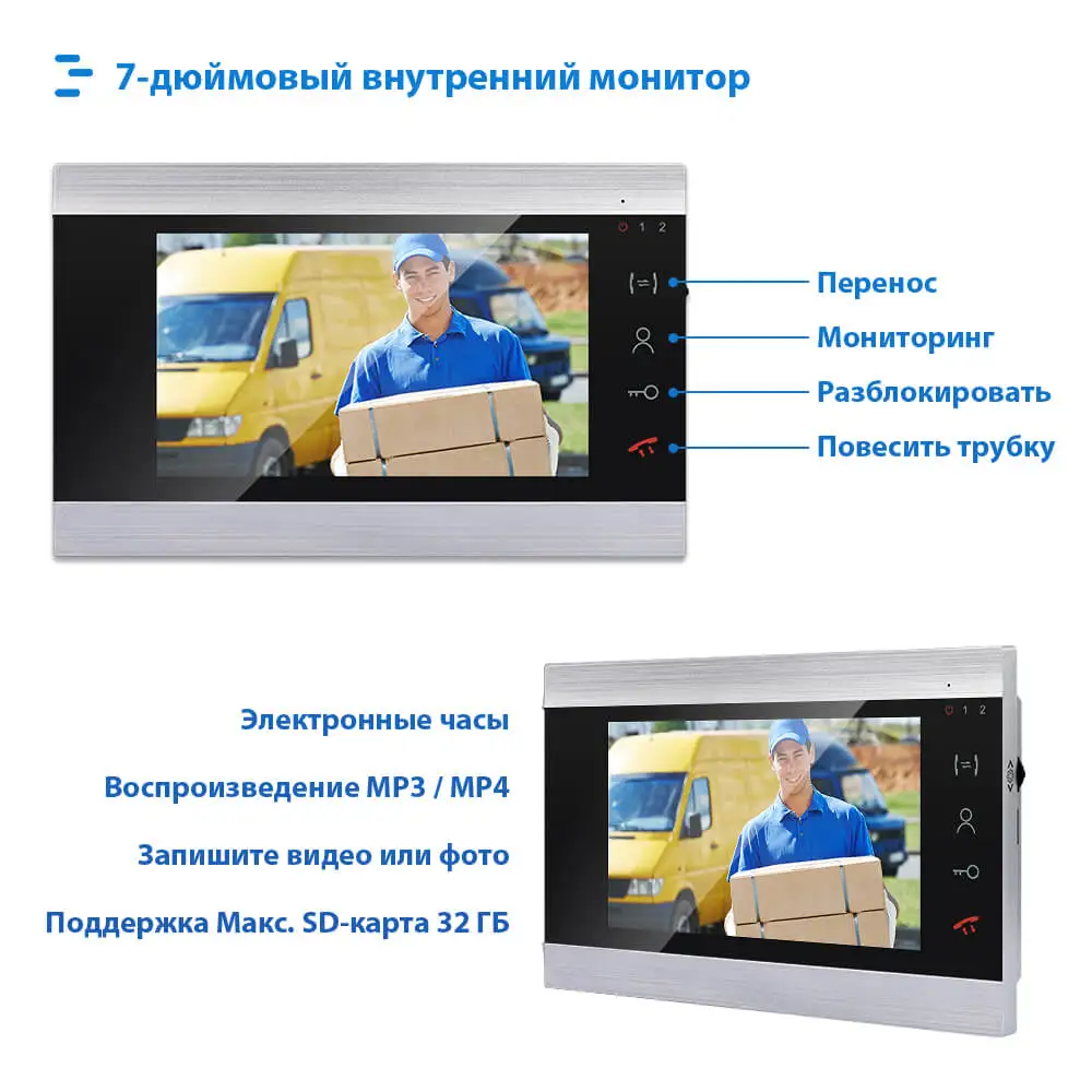 Видео-дверной звонок видеодомофон для квартиры 1000TVL дверной глазок Камера 7