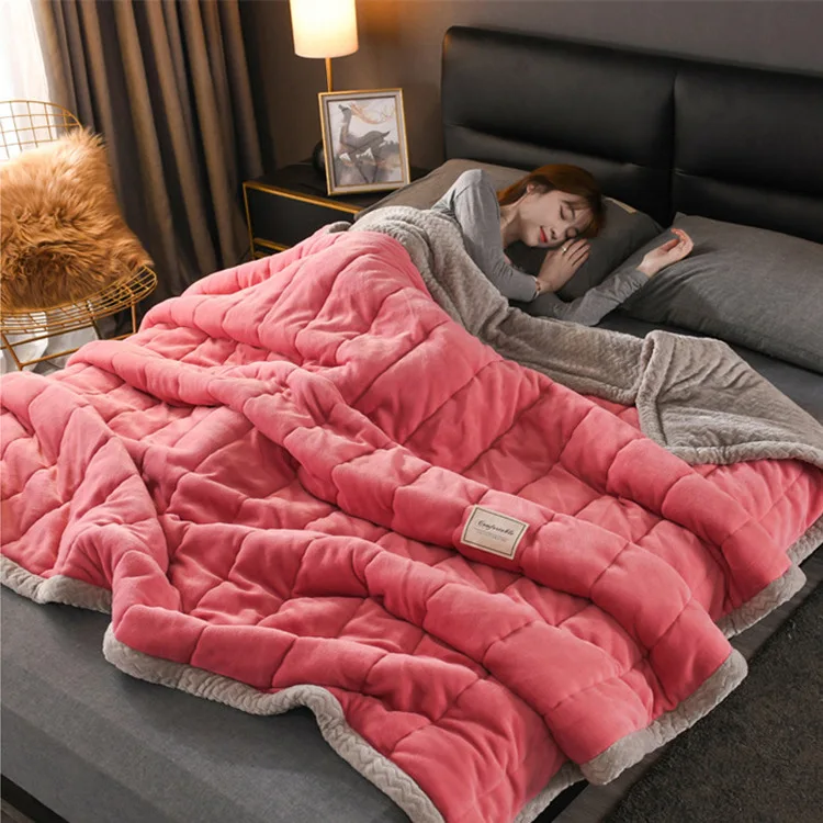 

Super Warm Blanket Weighted Blankets and Throws Luxury Thick Fluffy Blankets for Beds Fleece Soft Winter Adult Bed Cover New
