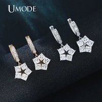 umode new fashion five pointed star aaa cubic zirconia hoop earrings for women anti allergic jewelry boucle doreille ue0780