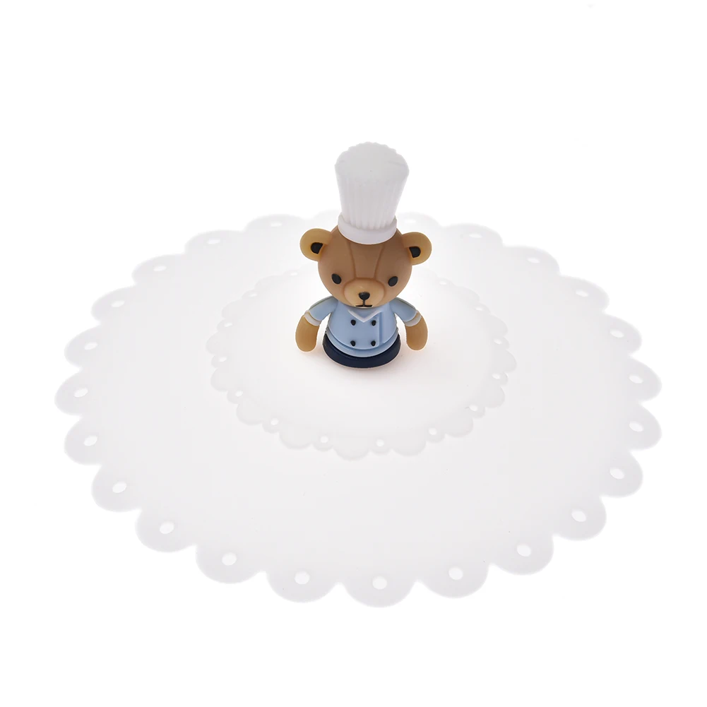 Герметичная, силиконовая чашка крышки Термостойкое многоразовые с принтом медведя, снеговика с герметической крышкой Кухня аксессуары Чай уплотнение чашки Кепки крышки чашки