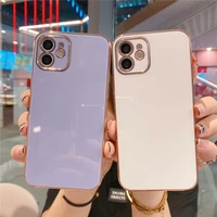 tempered glass phone case for iphone 13 12 mini 11 pro xs max xr x 8 7 plus se 2020 cover 6d plating soft silicone edge case