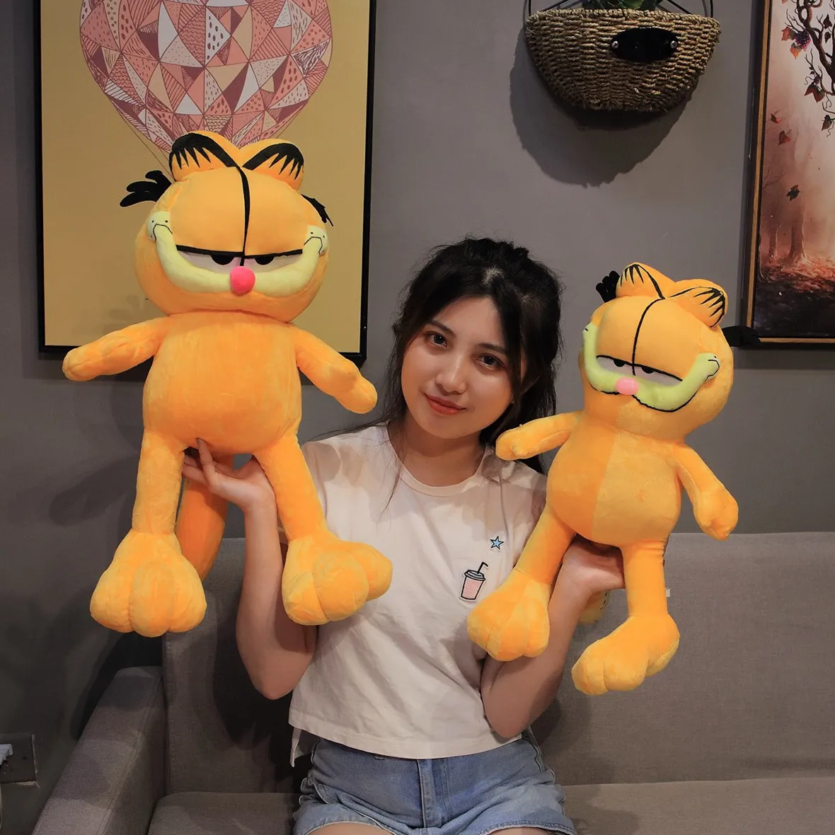 Огромная милая плюшевая игрушка в виде кота Гарфилда 80 см супермягкая мультяшная