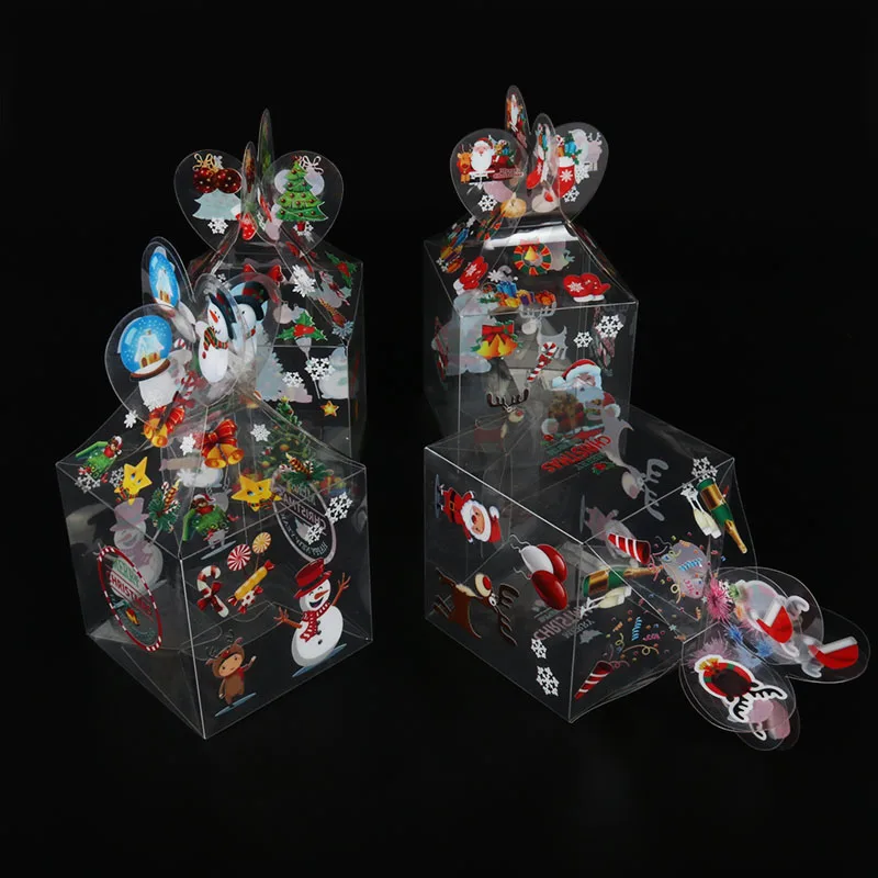 Прозрачная подарочная коробка с изображением деда мороза 5 шт. | Дом и сад