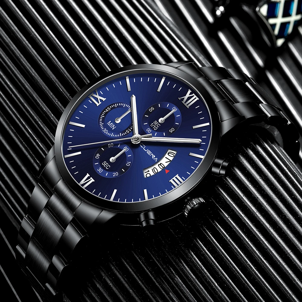 Часы-Хронограф Мужские кварцевые из нержавеющей стали | Наручные часы