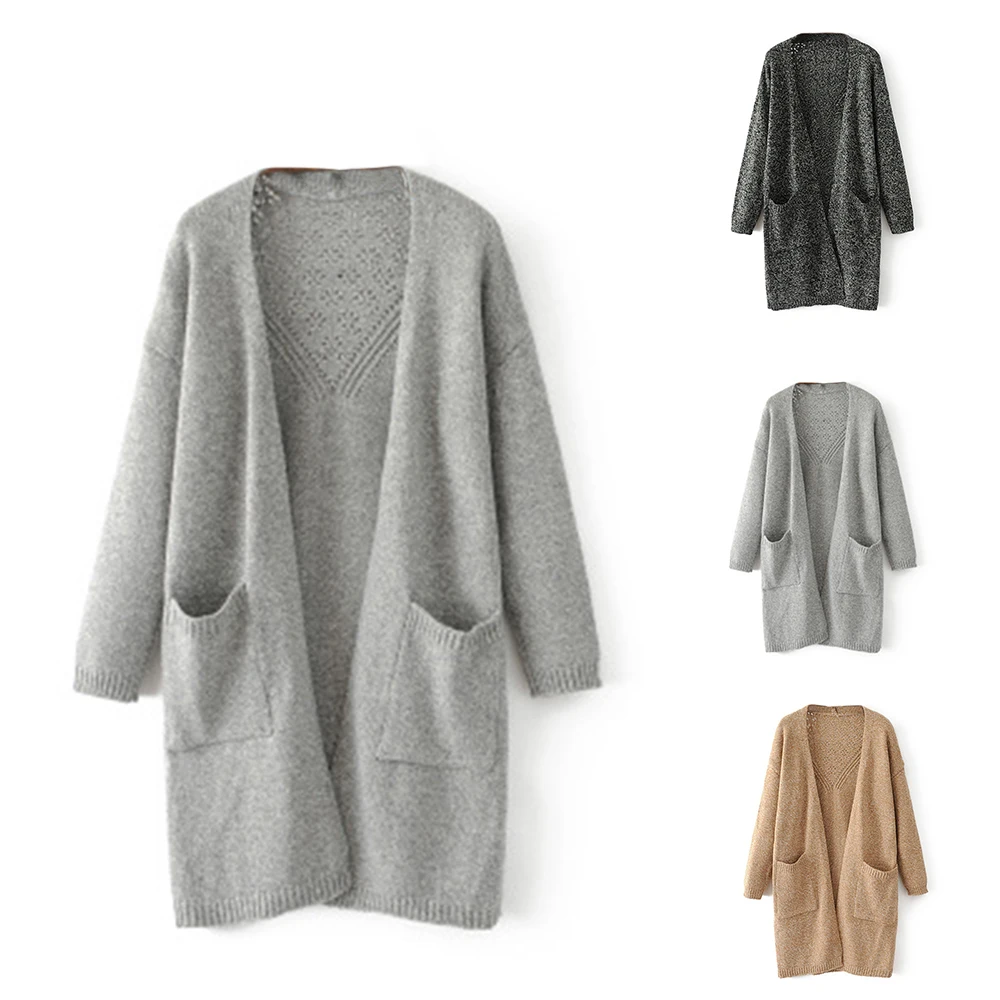 MoneRffi Женские Длинные рукава открытый передний массивный теплые кардиганы 2019