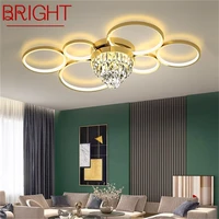 bright round brass ceiling light modern creative luxury crystal lamp led fixtures decorative for home