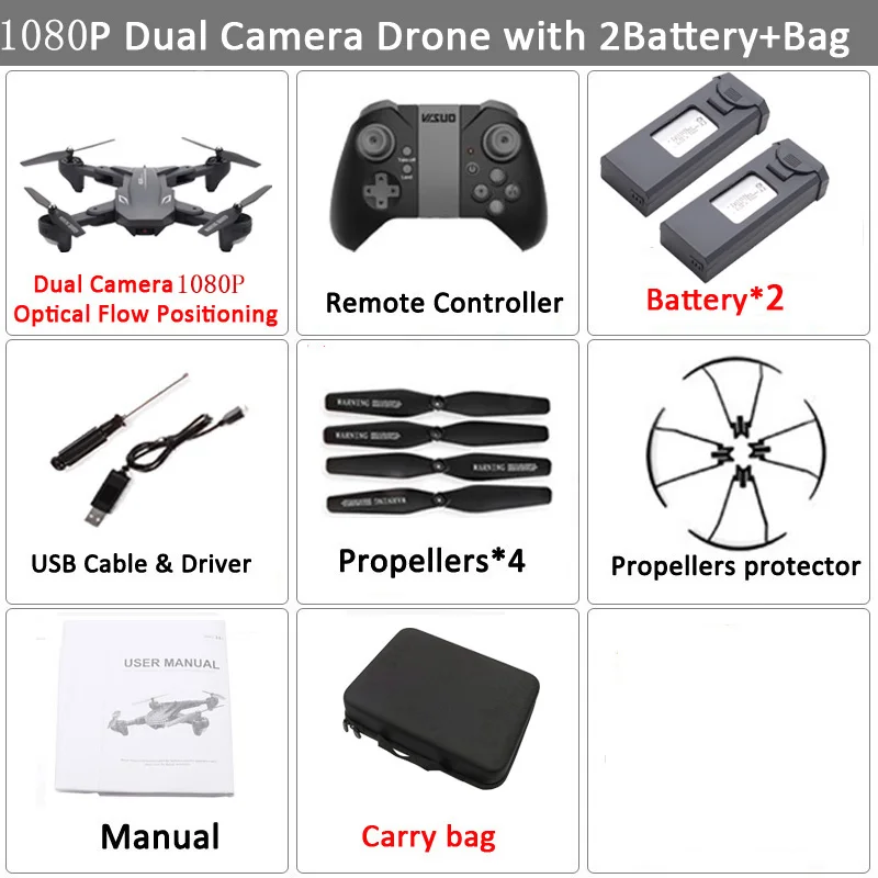 Set8 1080P 2BAT CB Visuo XS816 Радиоуправляемый Дрон оптический поток Радиоуправление с 4K двойной камерой wifi FPV Дрон жесты складной Квадрокоптер VS XS809HW xs809 - Цвет: Set8 1080P 2BAT CB
