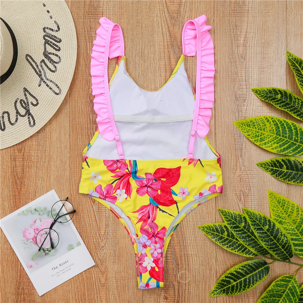 Отпечатано рюшами купальник Для женщин Бандажное Одна деталь сексуальный