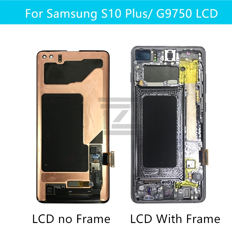 Montaje de digitalizador de pantalla t&aacute;ctil con Marco, piezas de repuesto para Samsung Galaxy S10 lcd G973 S10 Plus G975-3