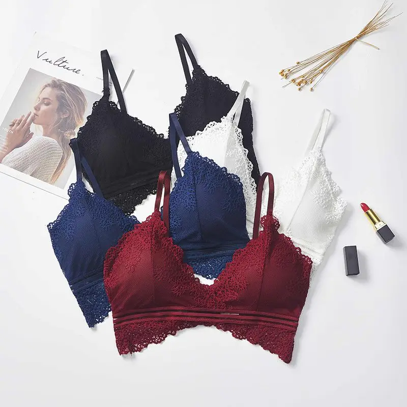 Сексуальный бюстгальтер без косточек женское нижнее белье модный кружевной