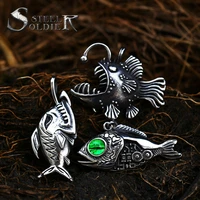 steel soldier shark design dolphin charms lantern fish pendants necklaec popular chain stainless steel exquisite jewelry