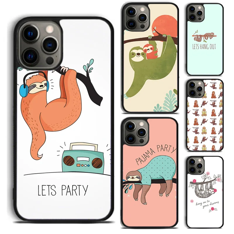 Kawaii Cute Sloth Hang phone Case Cover For iPhone 14 5 6 7 8 Plus X XR XS SE2020 Apple 11 12 13 mini Pro Max Galaxy S21 S22