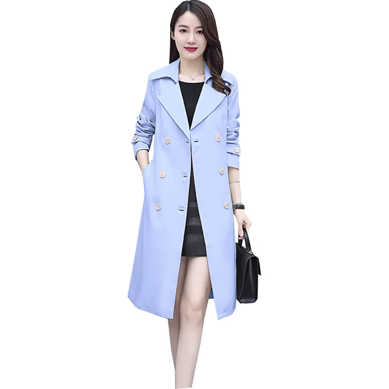

Long Windbreaker Jacket Women 2021 New Autumn Women's Windbreaker Coats Jacket Double-Breasted Slim Female Korean Outerwear Lady