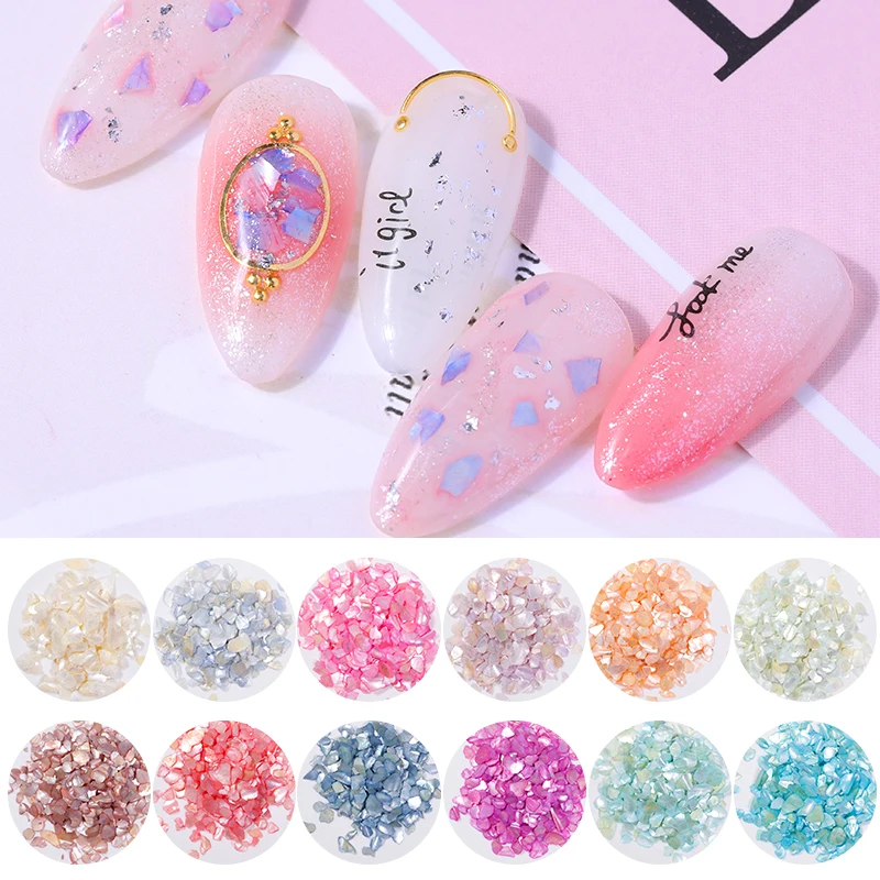 1 коробка Seashell ломтики 3d-украшения для ногтей неправильный ноготь