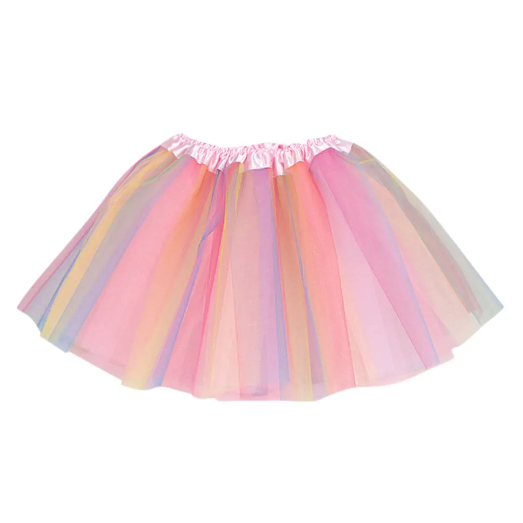 

New baby Girls Skirt Kids Tutu Tulle Party Dance Ballet Toddler Rainbow Baby Costume Skirt Broadcloth mini Multicolor Skirt &xs