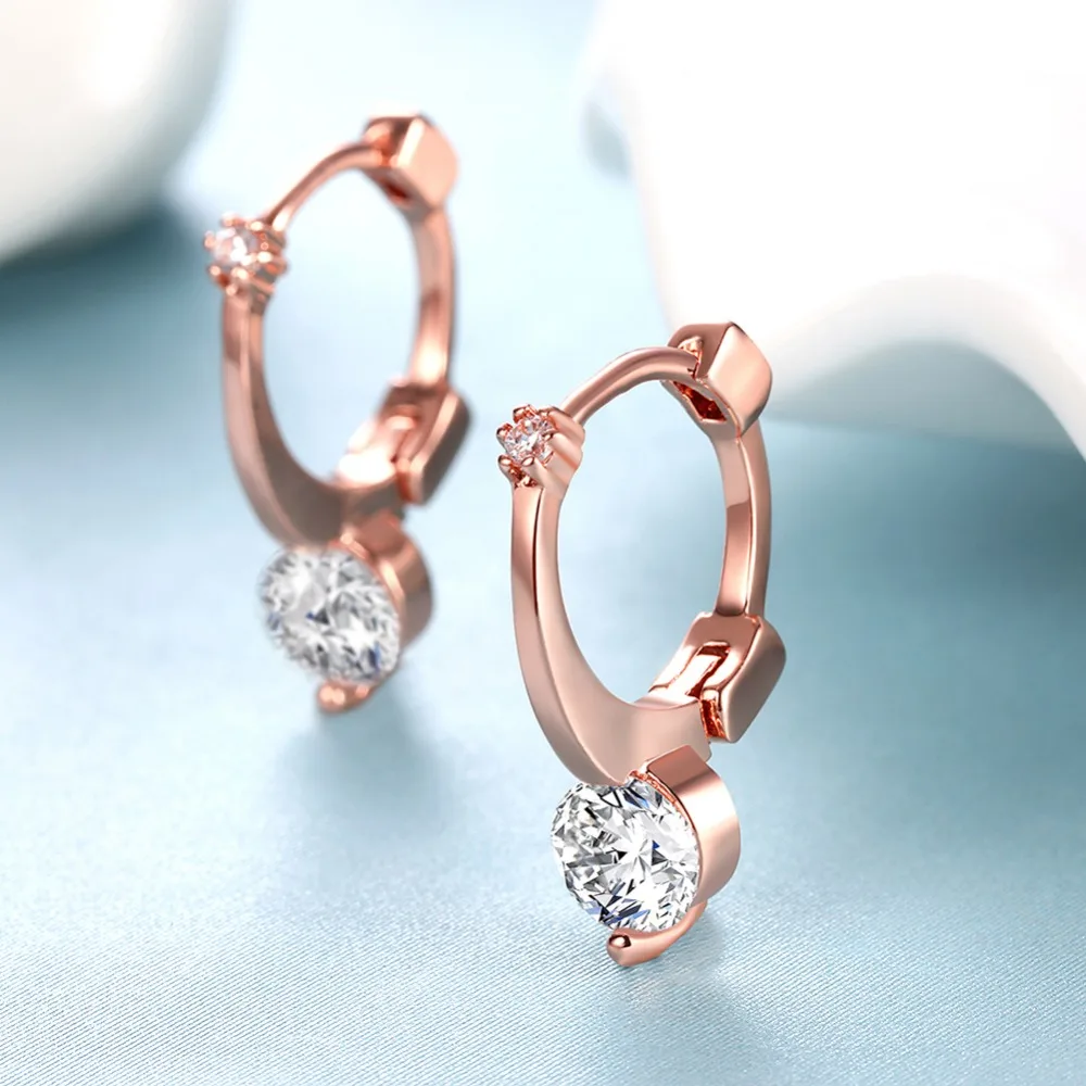 

LE405 Lovely 925 Sterling Silver Zirconia stone Earring For women wedding Rose Gold Plated