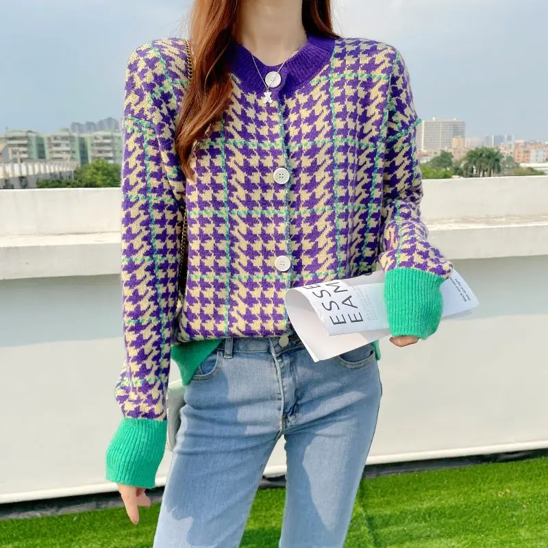 

Autumn Knitted Vintage Cardigan Women Korean Casual Fashion Ladies Sweaters Long Sleeve Top Woman Kardigan Cardigan Feminino