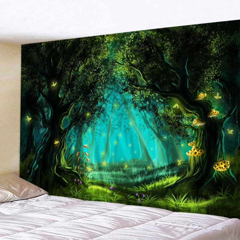 

Psychedelic Wald Pilz Tapisserie Natürliche Landschaft Dreamcatcher Wand Hängen Wandteppiche Kunst Wand Dekoration Hintergrund