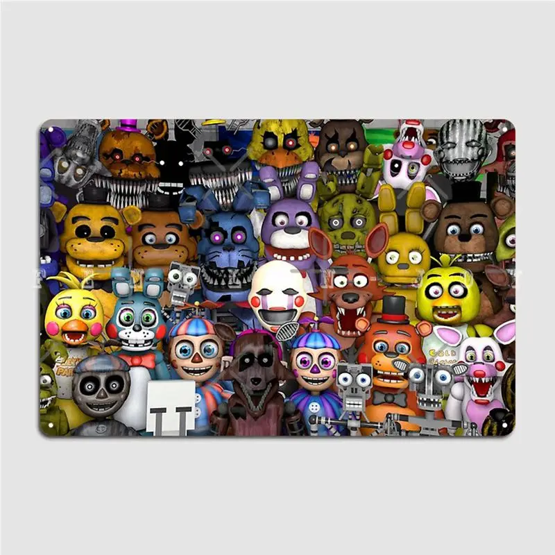 Roboticon Fnaf металлическая табличка с изображением робота для кинотеатра гостиной