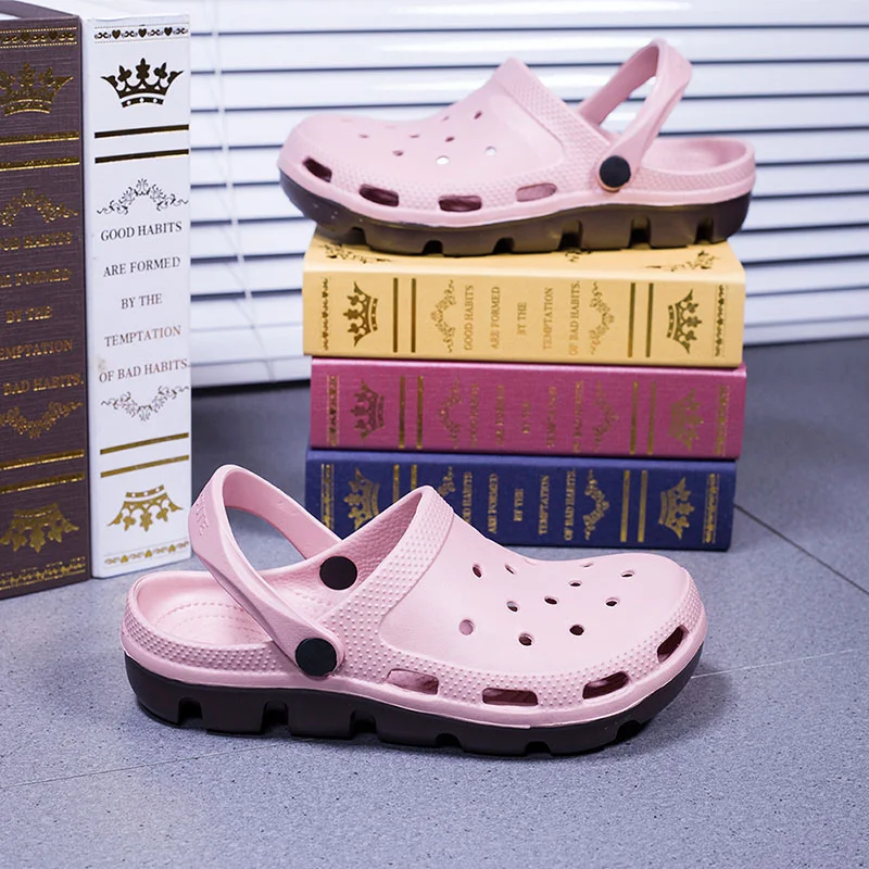 Pink Лето, уличные мужские пляжные сандалии без шнуровки, мужские сабо, садовая обувь, сандалии с кроксом, мужские сабо Zuecos Hombre Cholas размера плюс 48 49 - Цвет: Pink