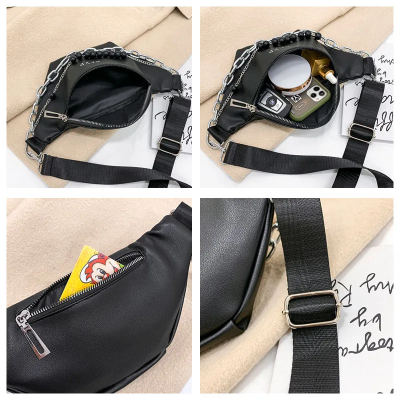 

Luxury Waist Belt Bag Waist pack Lady Shoulder Crossbody Bags Soft Leather Fanny pack Chest pack Casual Chain Waist Bag Hip pack